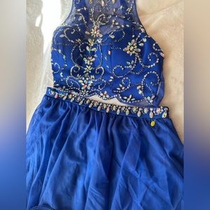 Two piece blue formal/prom wear.